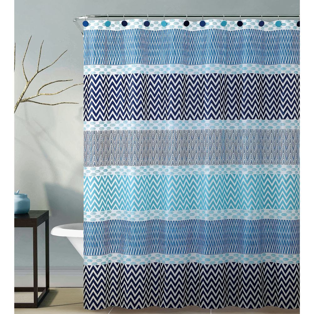 Perdea de baie Blue ocean, 180x180, albastru/gri